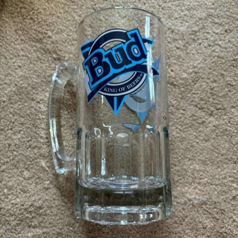 Bud King Of Beers Budweiser Heavy Glass Beer Mug